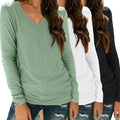 Casual Style 3 Pack of Women's Long Sleeve V Neck Tops by SUNBS