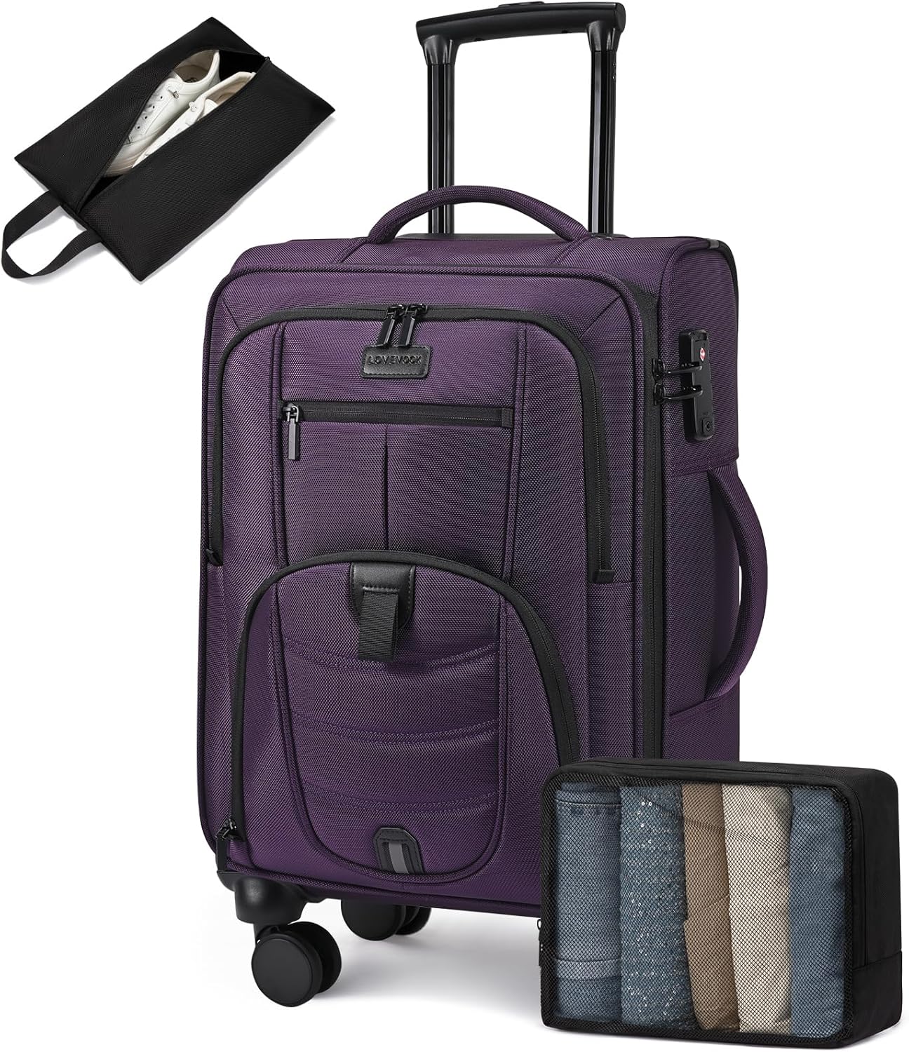 LOVEVOOK Carry On Luggage with Spinner Wheels for Travel