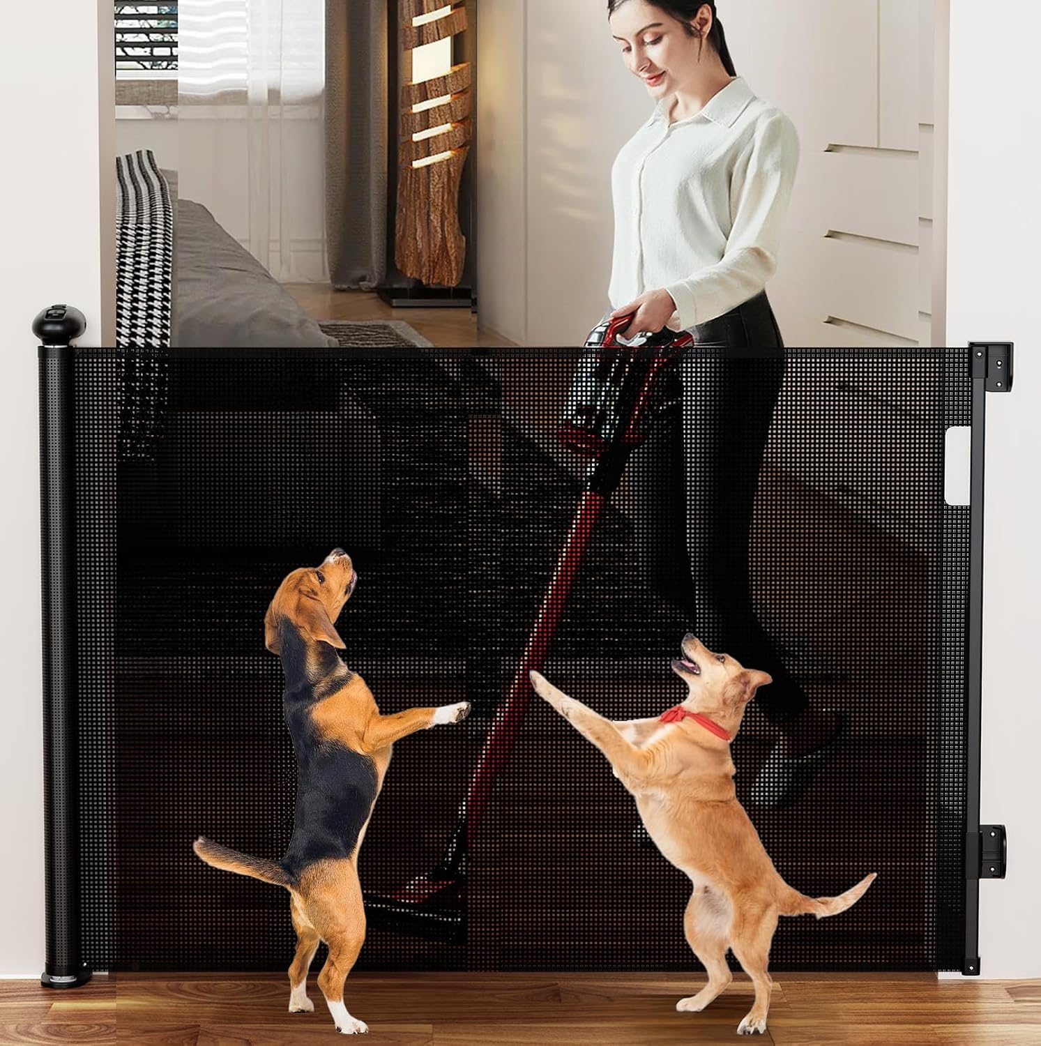 Retractable Baby Gate for Stairs - 55 Inch Wide Safety Solution