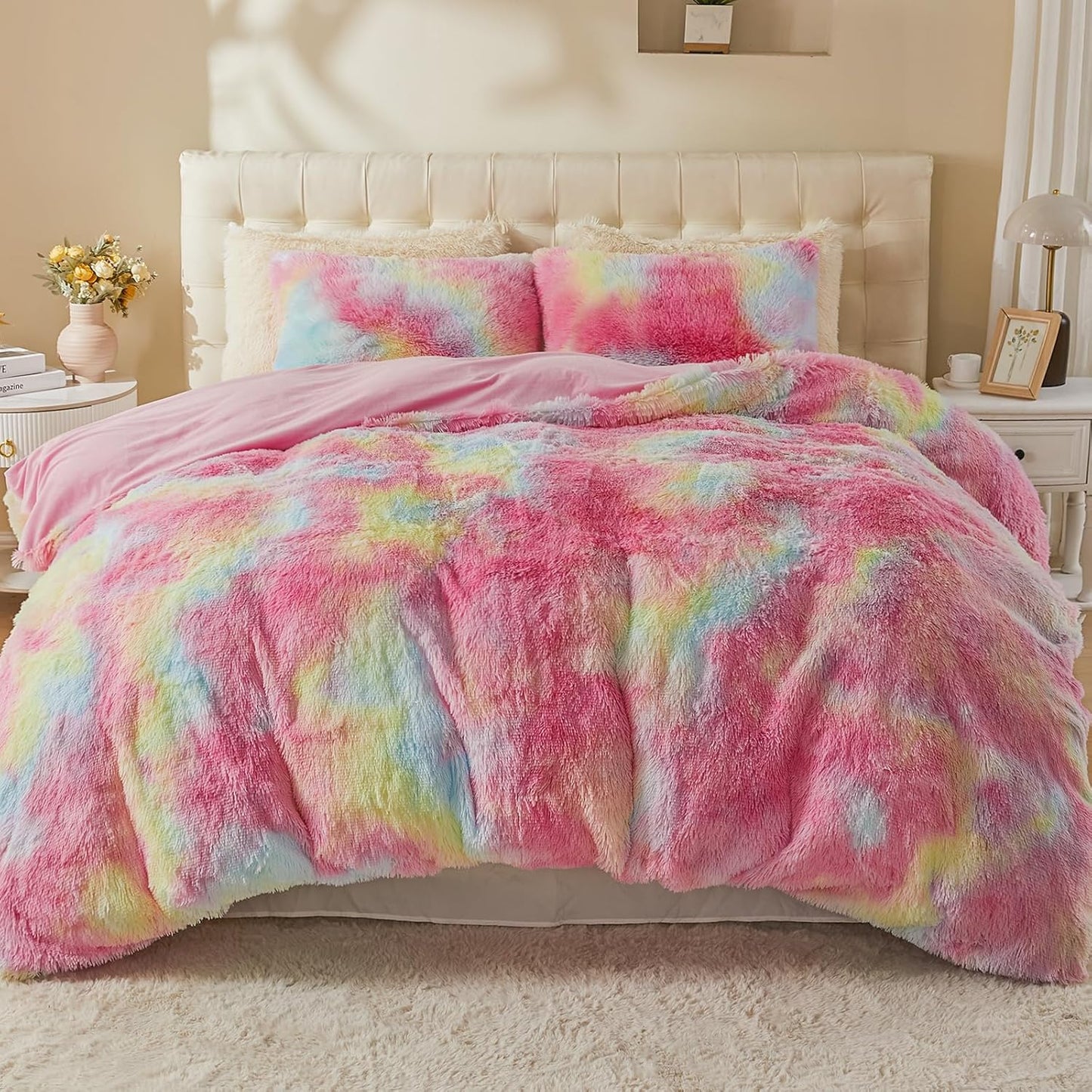 EMME Luxury Fuzzy Duvet Cover Set King Size for Cozy Comfort