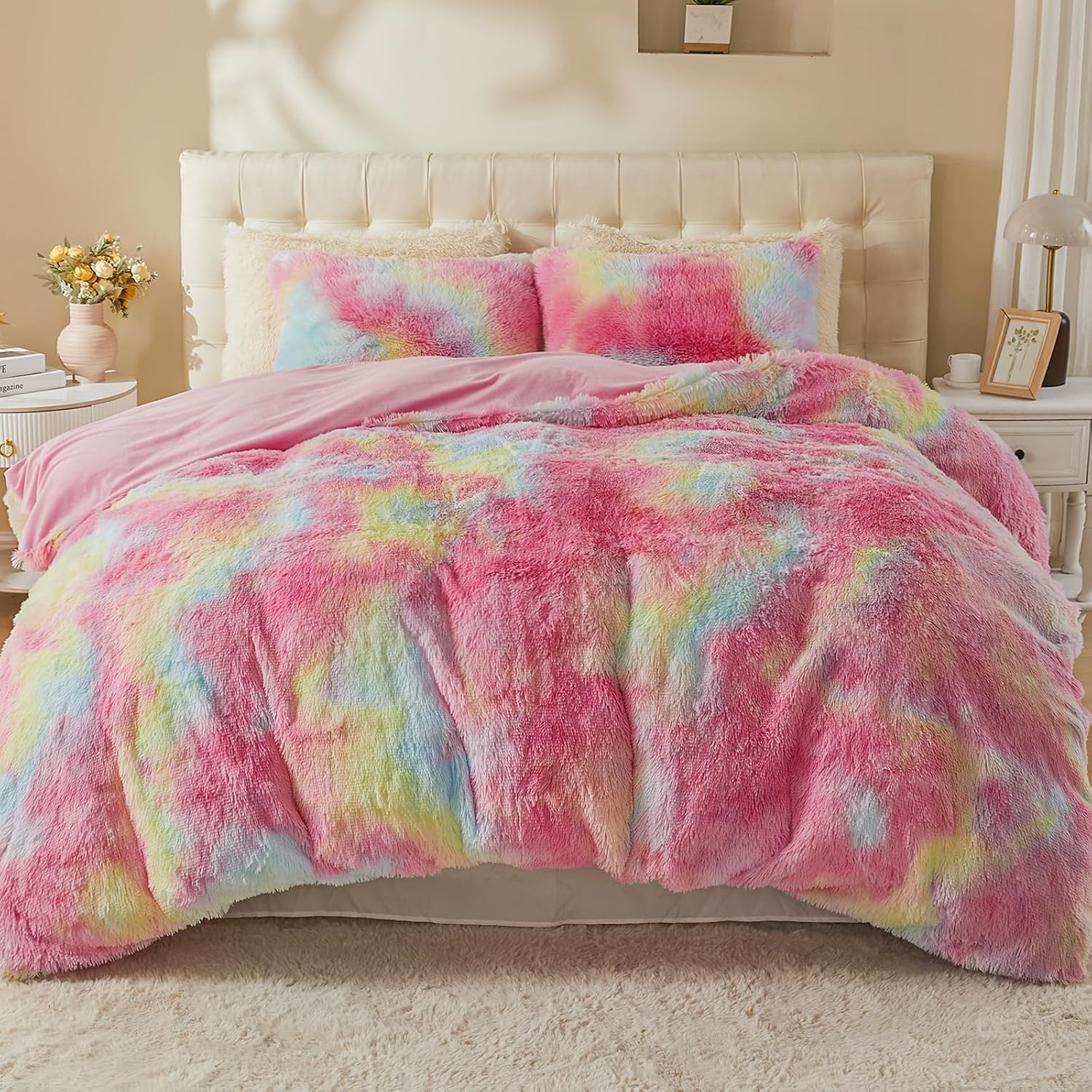 EMME Luxury Fuzzy Duvet Cover Set King Size for Cozy Comfort
