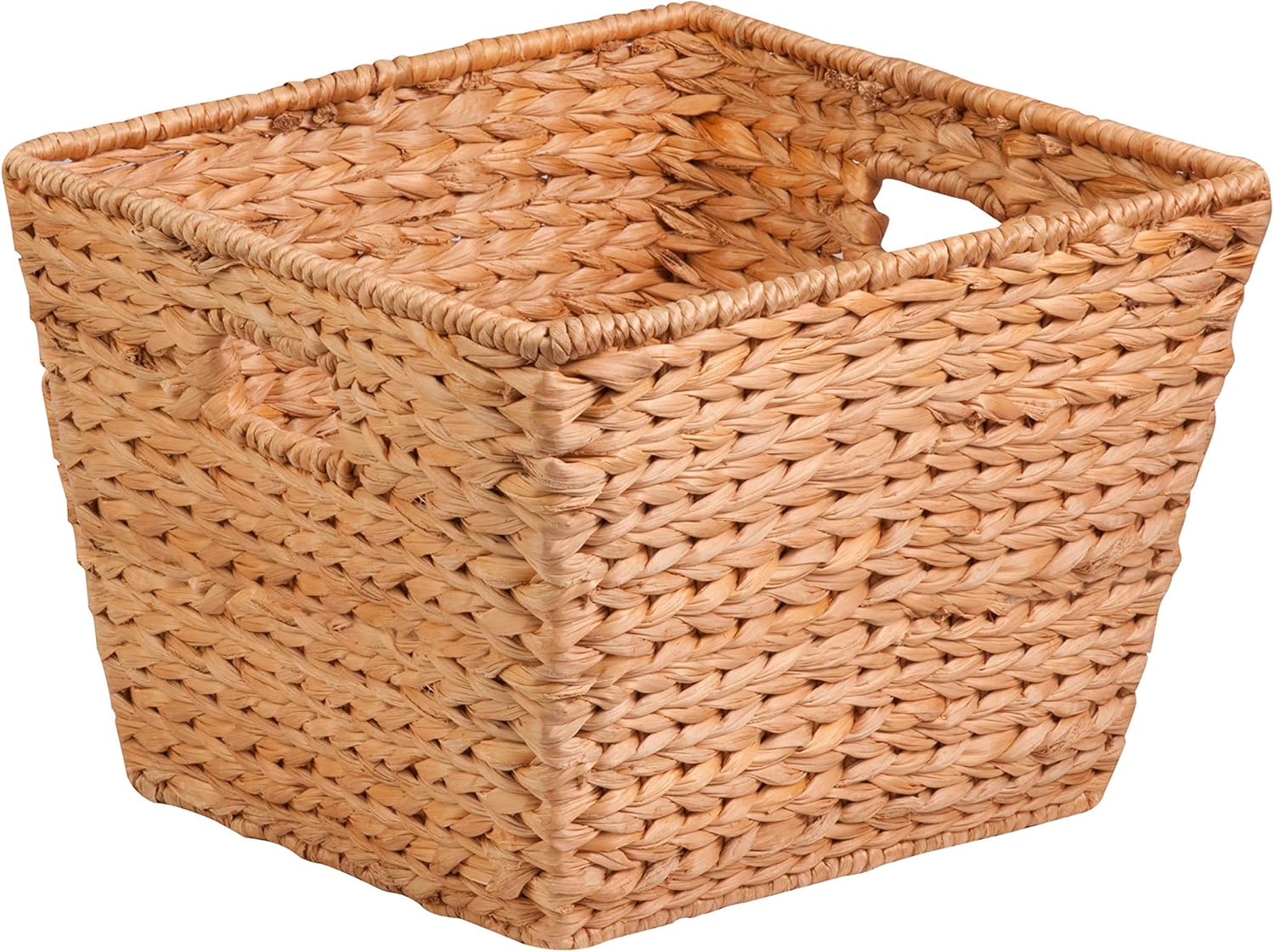 Tall Square Water Hyacinth Basket Bin for Stylish Storage