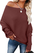 Womens Off Shoulder Sweater - Loose Fit Fall Pullover