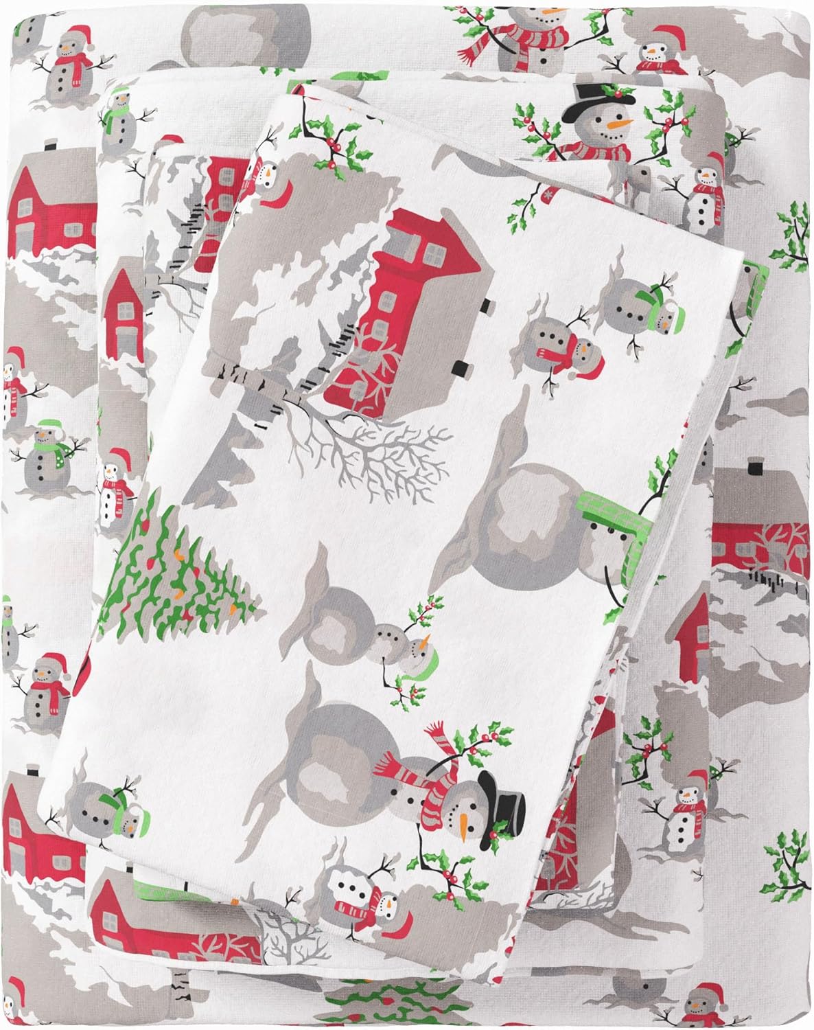Cozy Christmas Flannel Sheet Set Twin Size - 100% Turkish Cotton