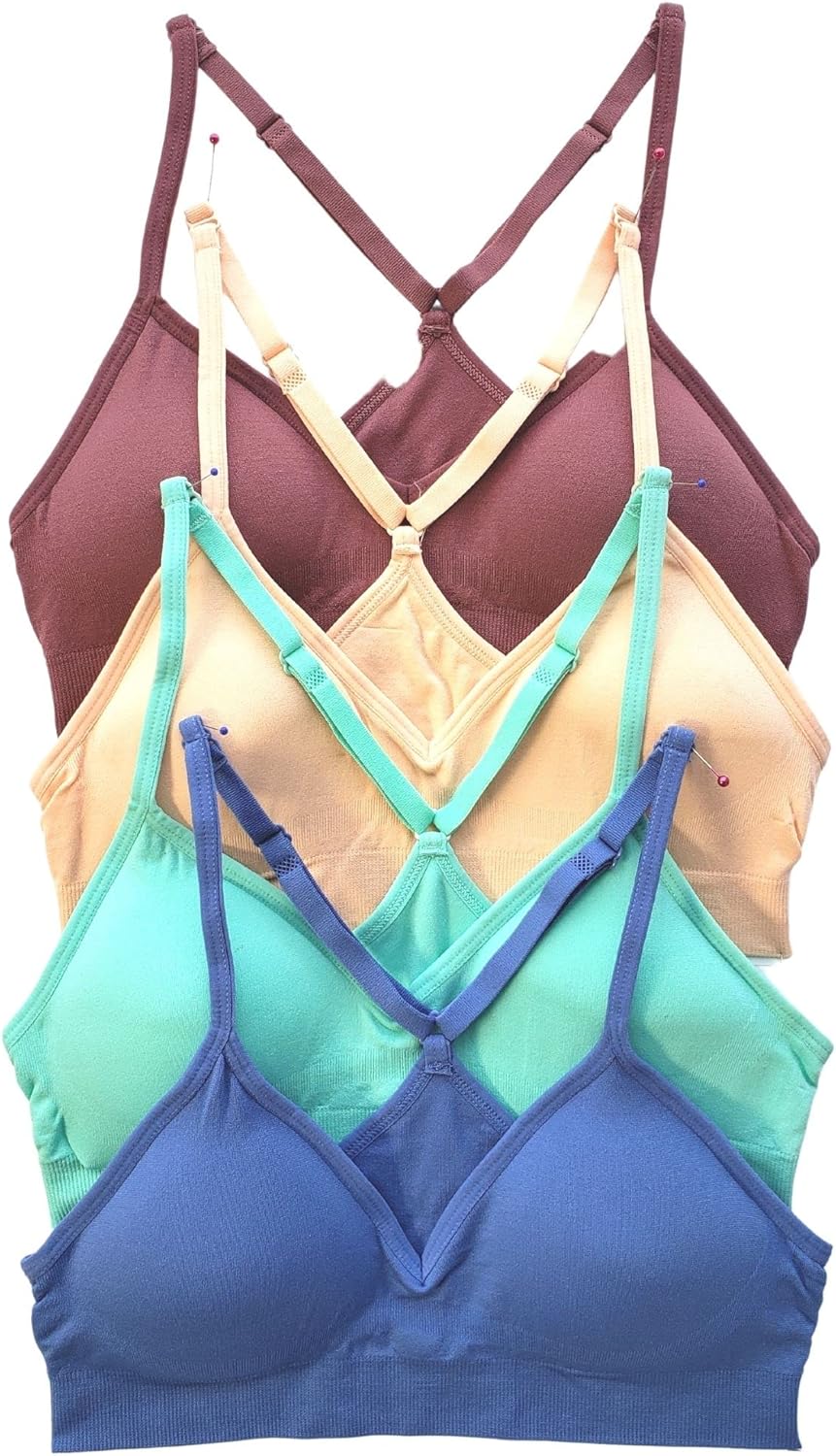 Kalon Womens 4 Pack Racerback Sports Bralette for Comfort