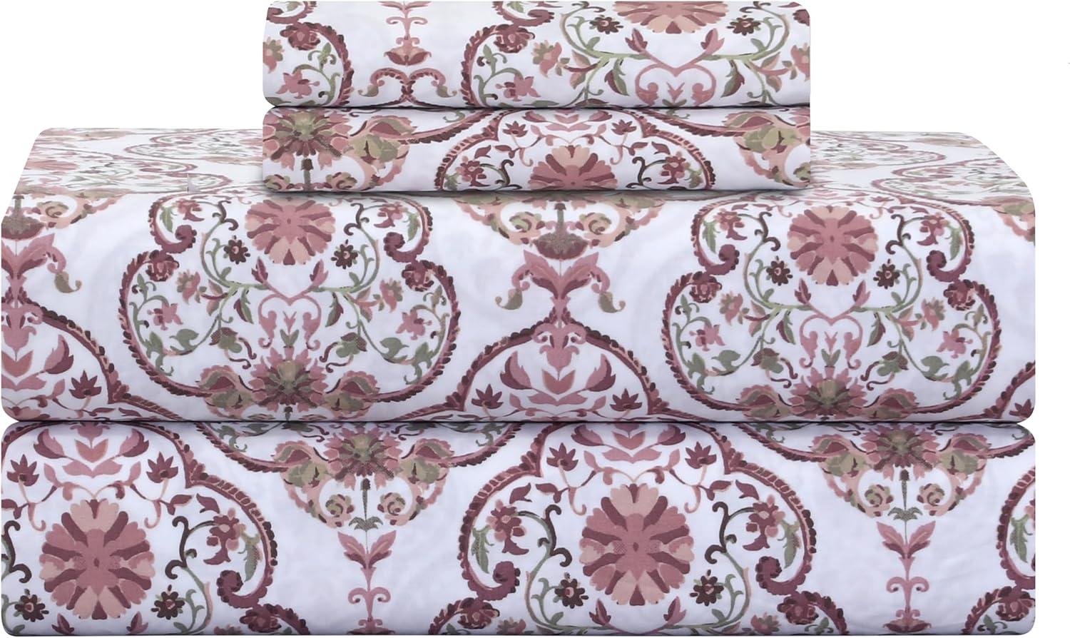 Feather & Stitch Printed 500 TC King Size Bed Sheet Set