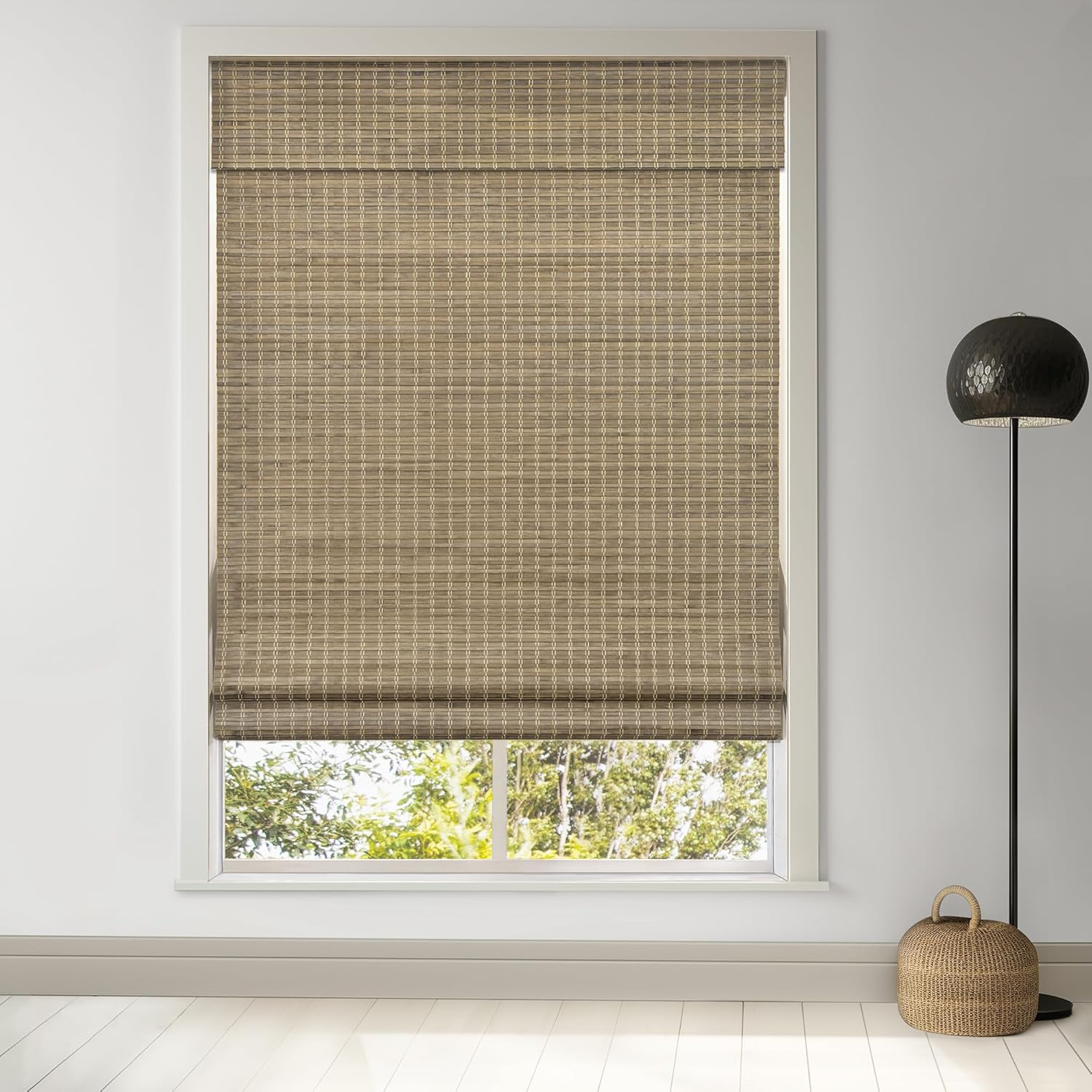 Cordless Bamboo Roman Shades for Privacy and Room Darkening