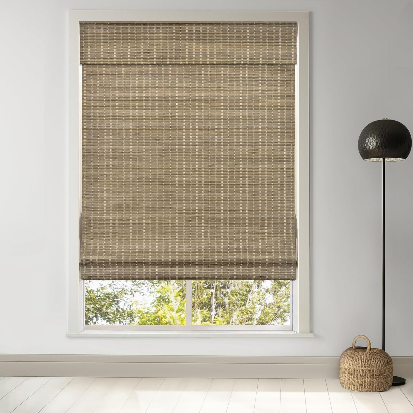 Cordless Bamboo Roman Shades for Privacy and Room Darkening