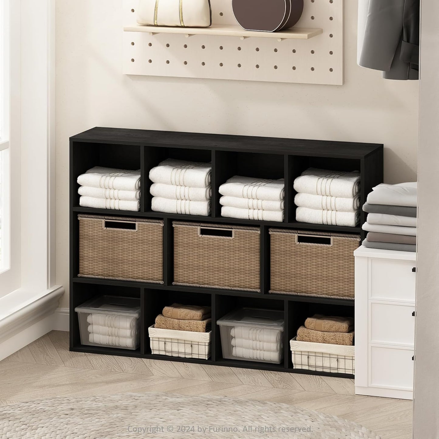 Furinno Reed 11-Cube Open Shelf for Closet & Clothing Storage
