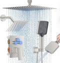 Shower Faucet Set 12in Ceiling Mount Rainfall System - Brushed Nickel