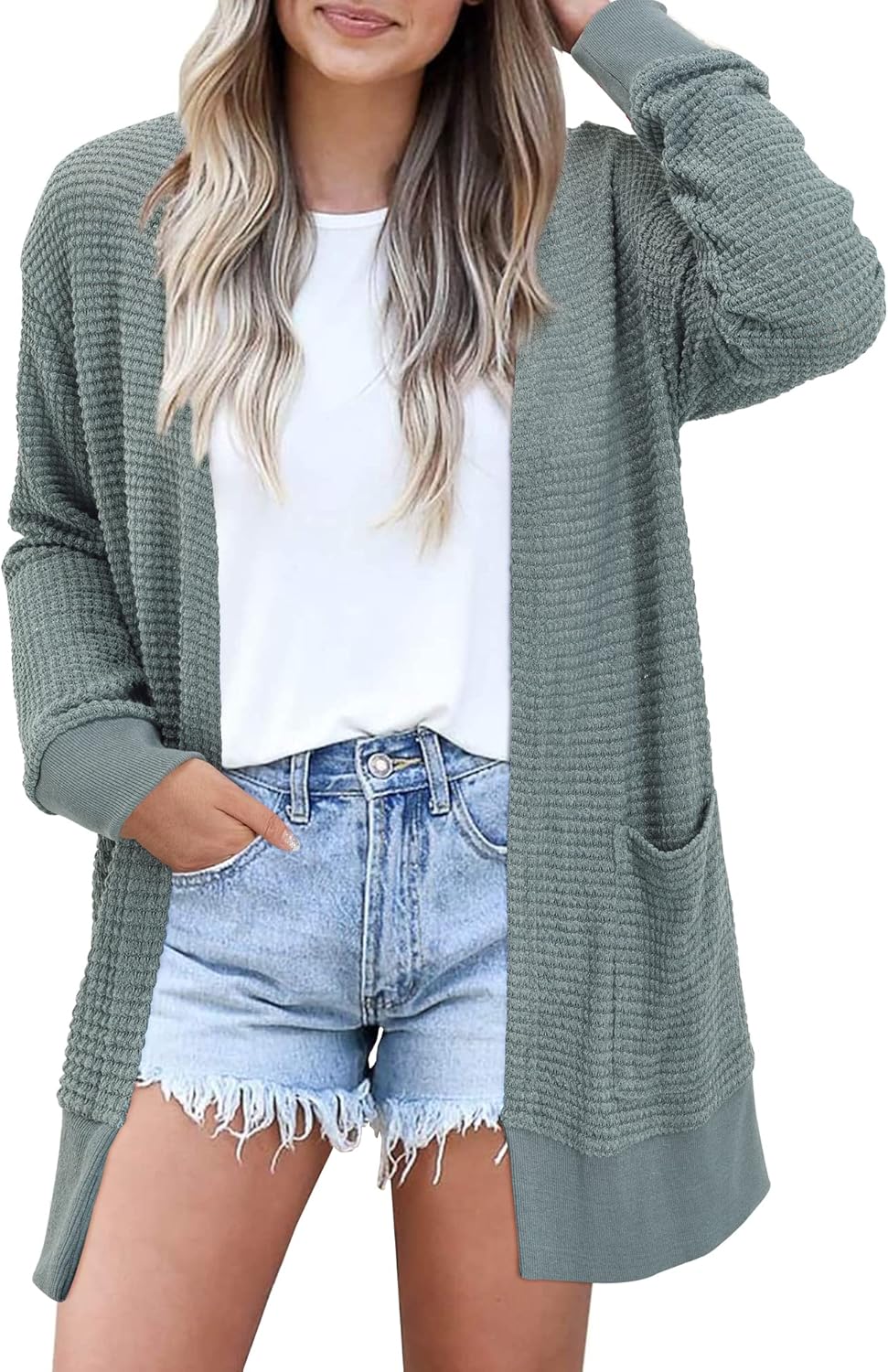 STYLEWORD Women's Lightweight Open Front Cardigan with Pockets