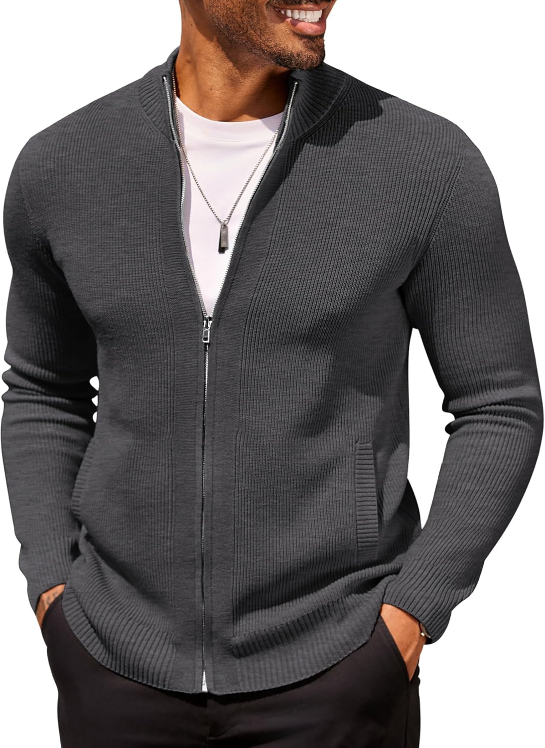 Stylish COOFANDY Mens Zip Up Cardigan Sweater for All Occasions