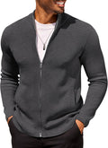 COOFANDY Mens Zip Up Cardigan Sweater Slim Fit - Versatile Layer