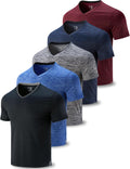 5 Pack Mens V-Neck Dry Fit T-Shirts - Performance Gym Tees out