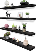 36 Inch Black Wood Floating Shelves for Wall Rustic Set of 4 - Space