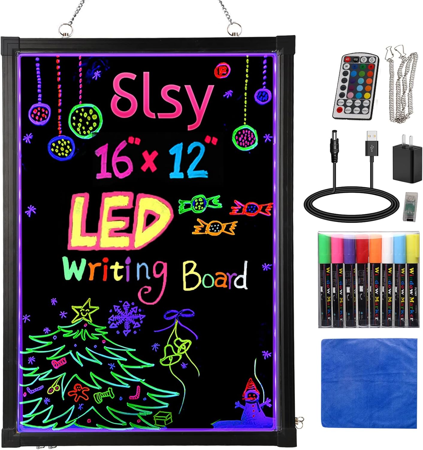 Slsy LED Writing Board 16x12, Illuminated Neon Message Sign