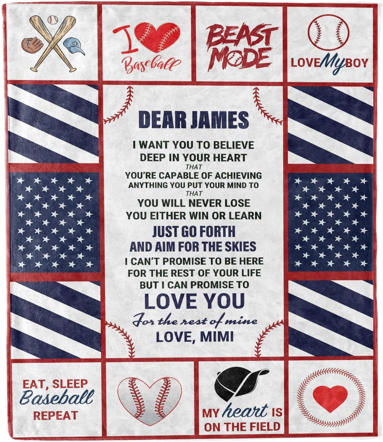 Personalized Baseball Blanket - Best Family Gift!