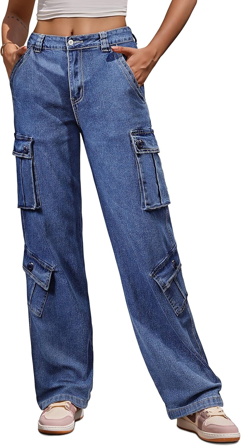 High Waisted Cargo Pants for Women with 8 Pockets and Comfort