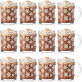 Winter Glass Mugs Set for Holiday Drinks - 12 Pcs Coffee Cups