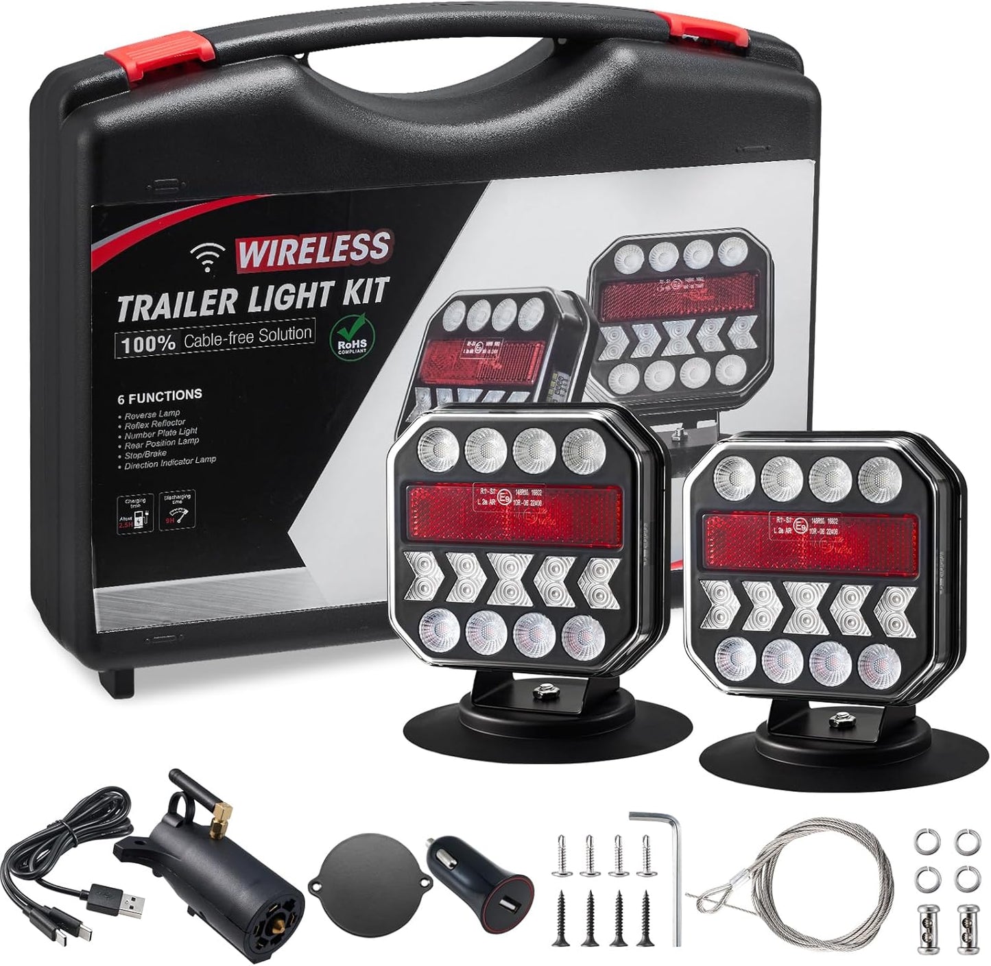 Wireless Trailer Lights with Powerful Suction Base for Towing