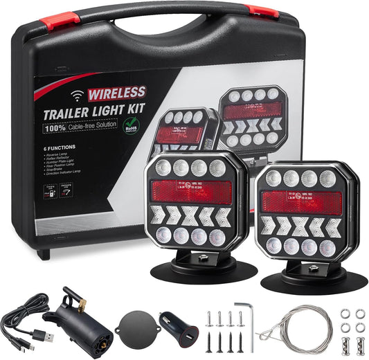 Wireless Trailer Lights with Powerful Suction Base for Towing
