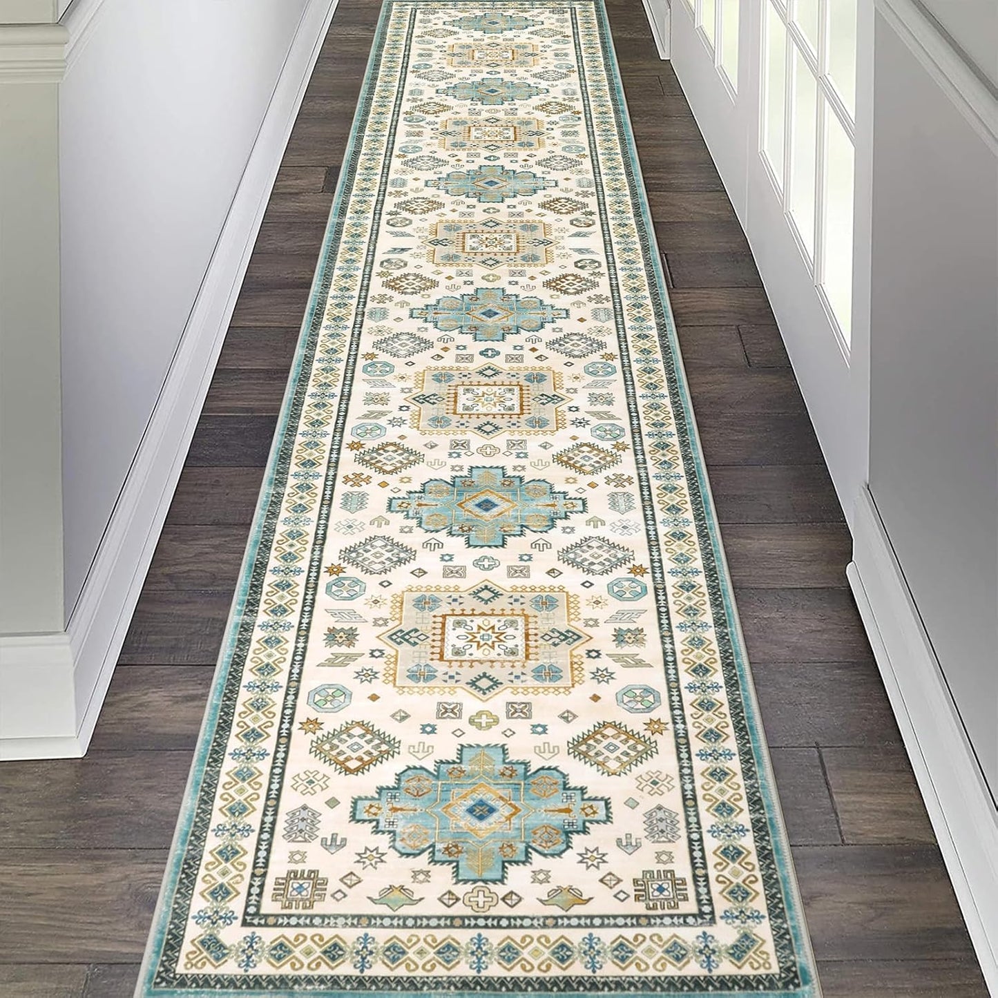 Pauwer Runner Rug 2x10 Non-Slip Vintage Distressed Accent Rug