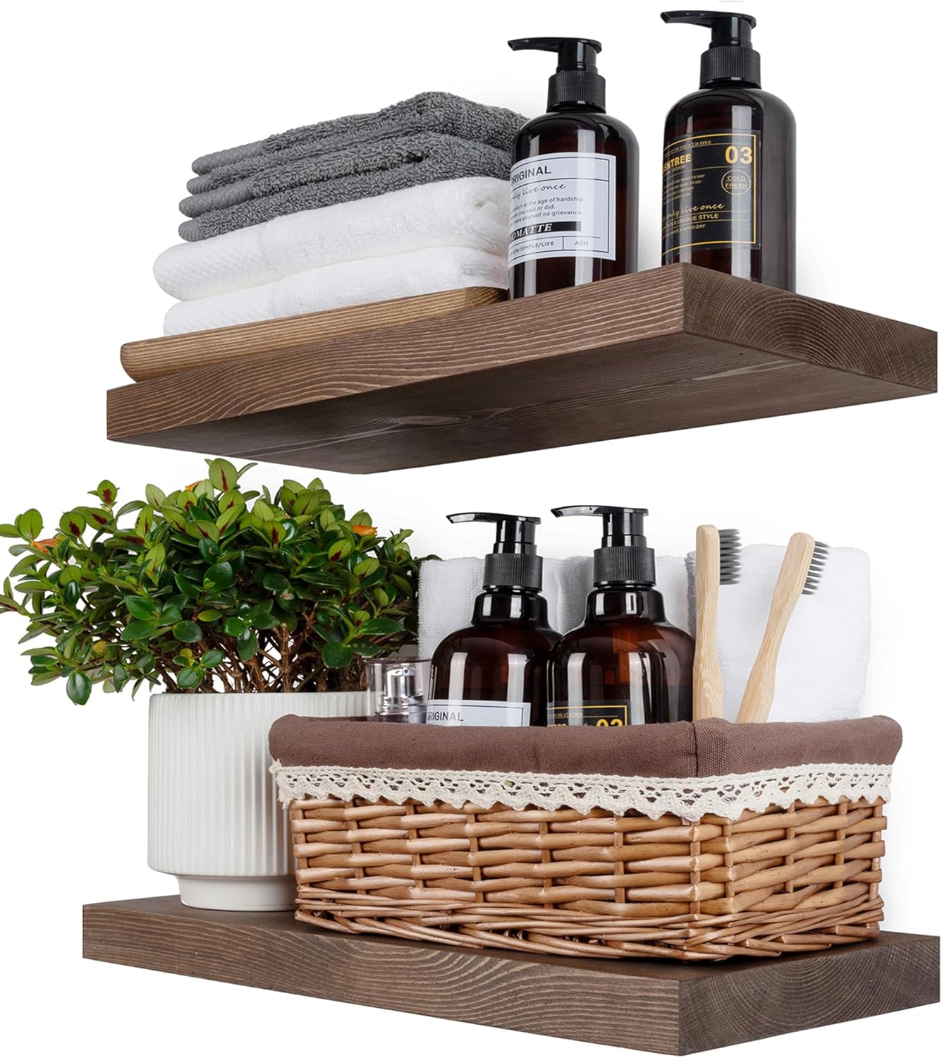 BGMG Wood Floating Shelves for Rustic Home Decor and Storage