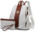 Women Vegan Leather Backpack Purse 2pc Set - Anti-Theft Travel