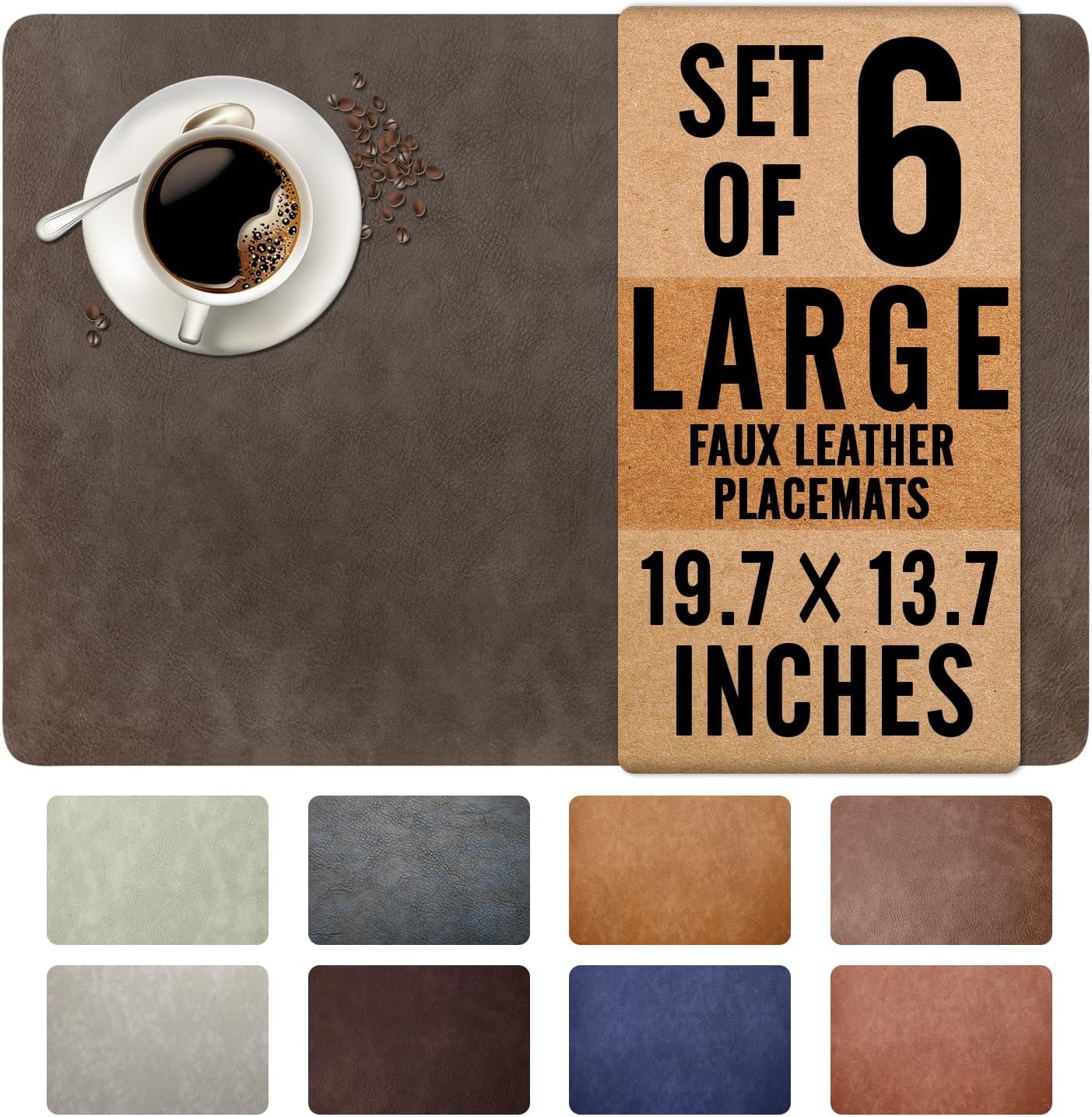 UnivoColors Faux Leather Placemats Set of 6 for Stylish Dining