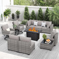 11 Pieces Patio Furniture Set with Swivel Chairs & Propane Fire Pit