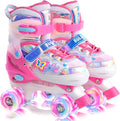 Roller Skates for Girls Boys Kids with Light Up Wheels - Adjustable 4