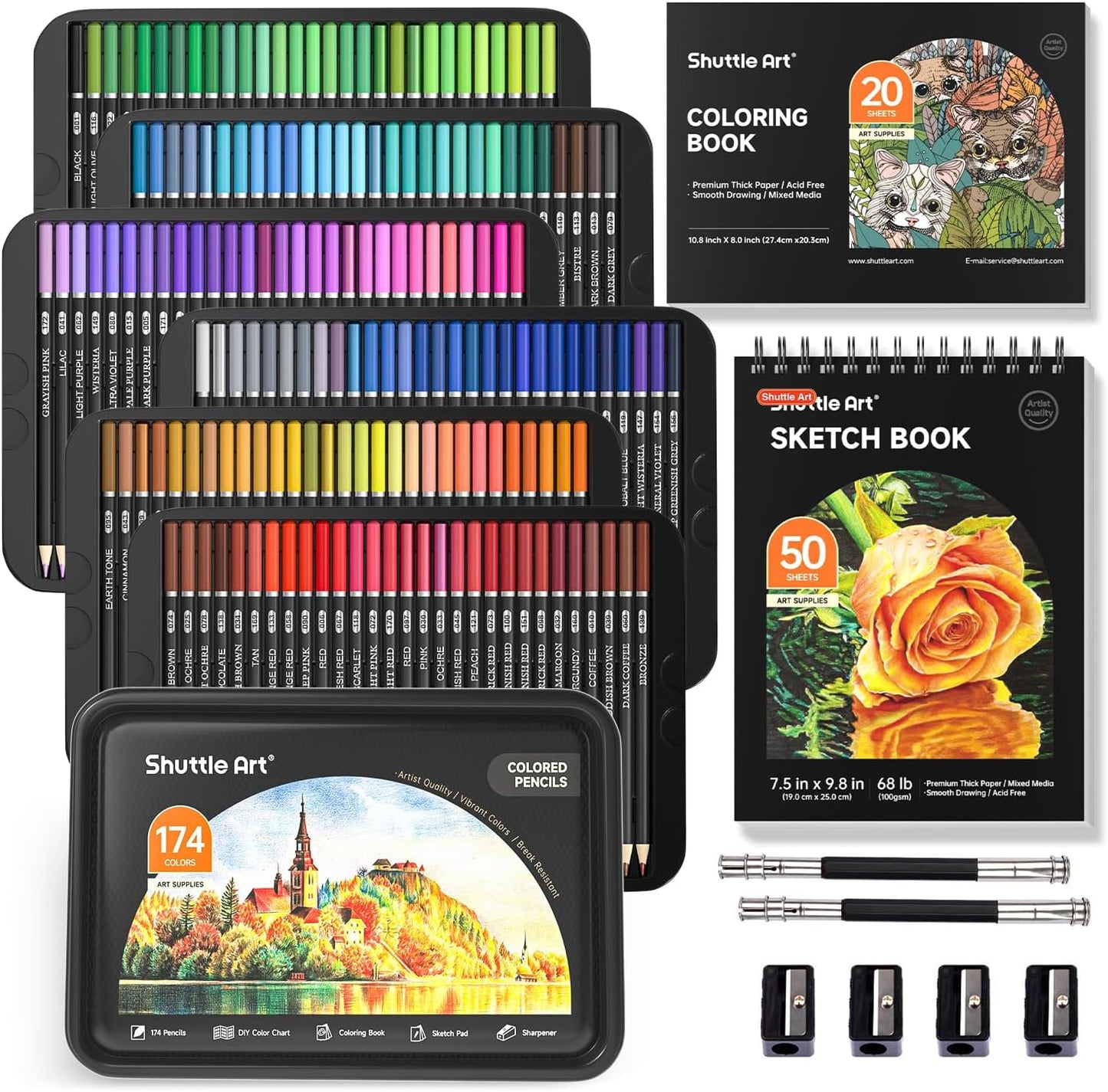 174 Colors Professional Colored Pencils Set for Artists and Kids