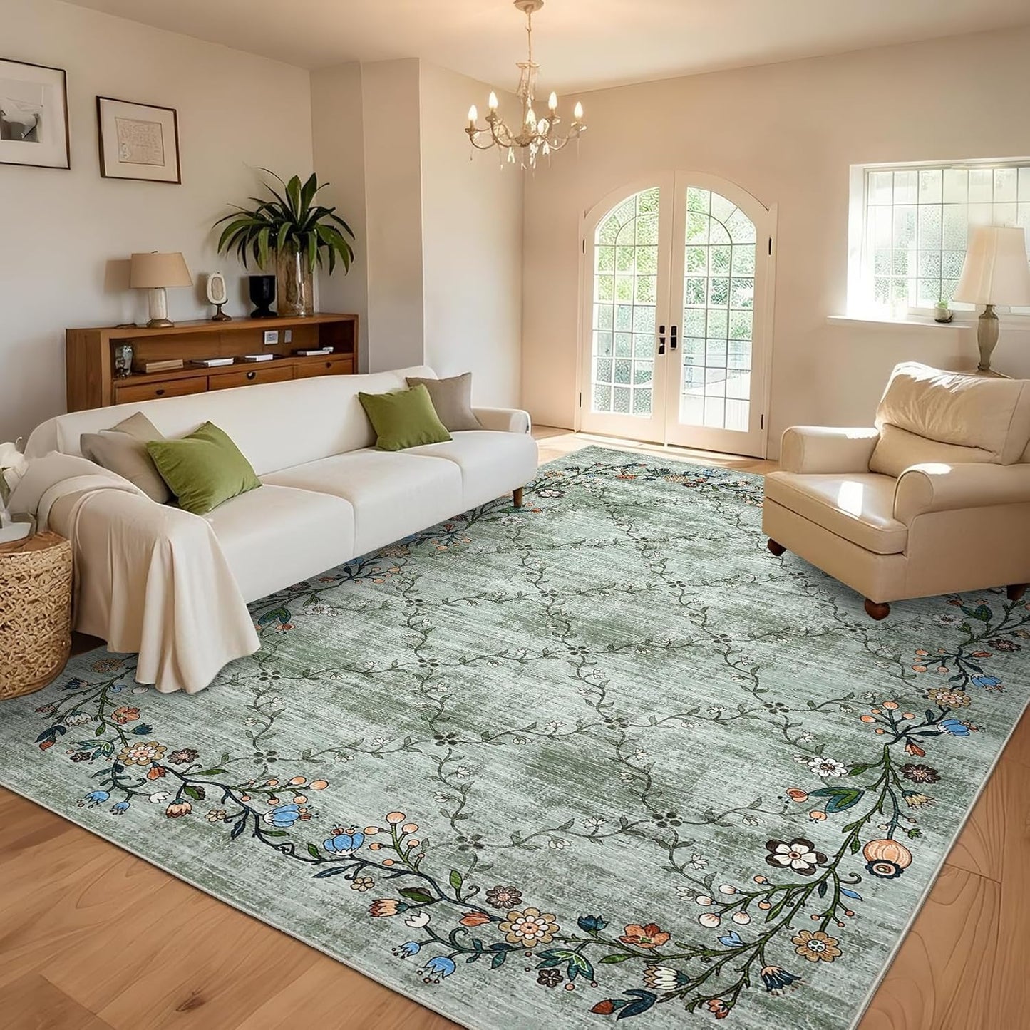 GarveeHome 9x12 Washable Floral Area Rugs for Living Room