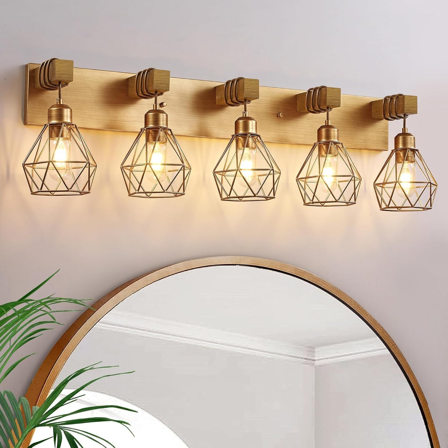 Farmhouse Bathroom Light Fixtures with Rustic Gold Elegance