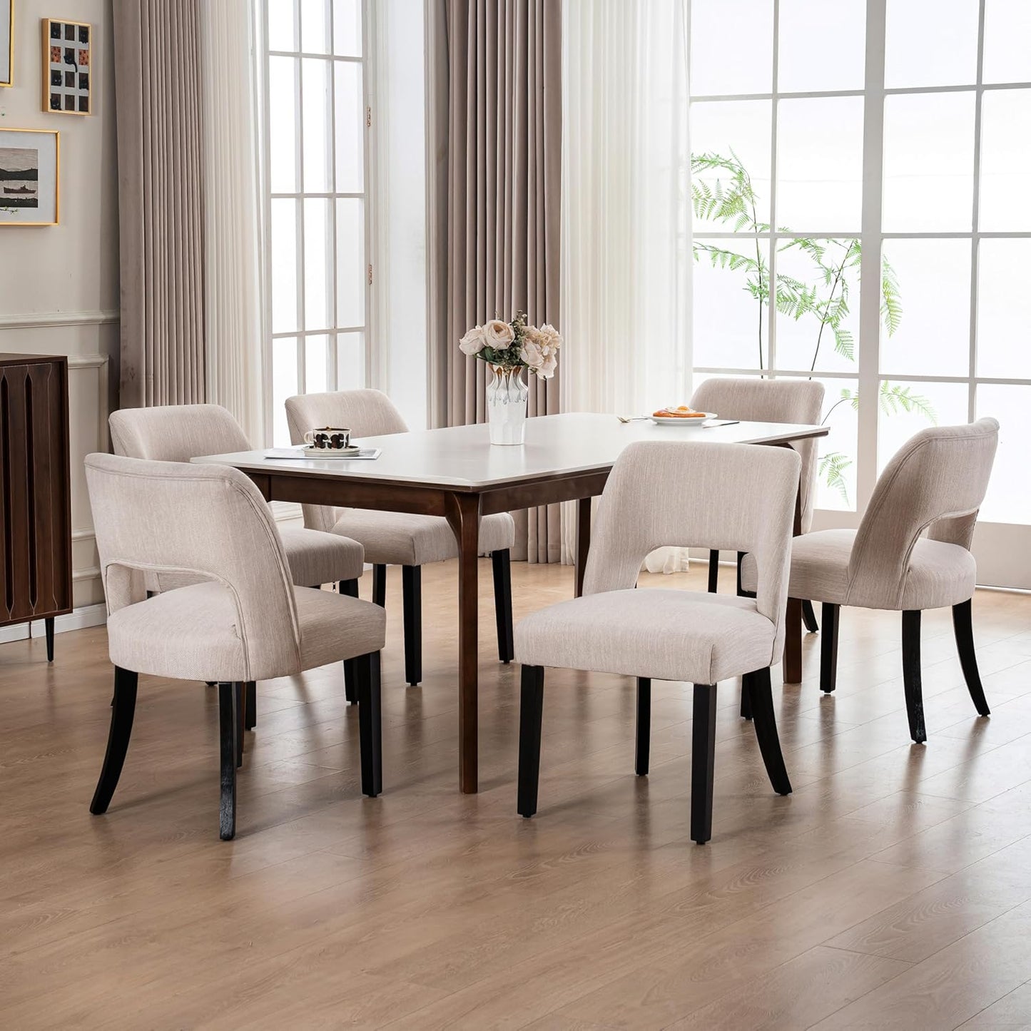 VKNOW Wooden Dining Chairs Set of 6 for Modern Dining Rooms