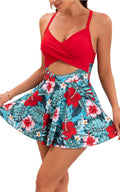 B2prity Women Cutout One Piece Skirt Swimsuit - Tummy Control back