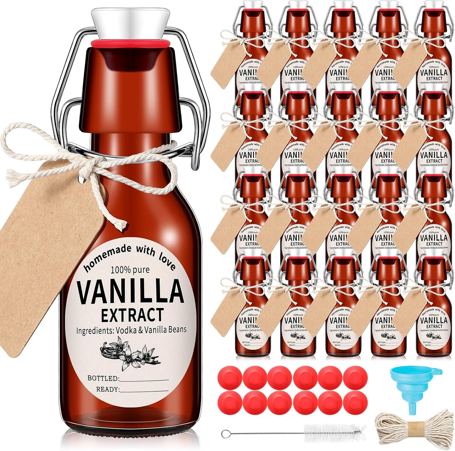 Vesici 12 Sets Swing Top Glass Bottles for Homemade Extracts