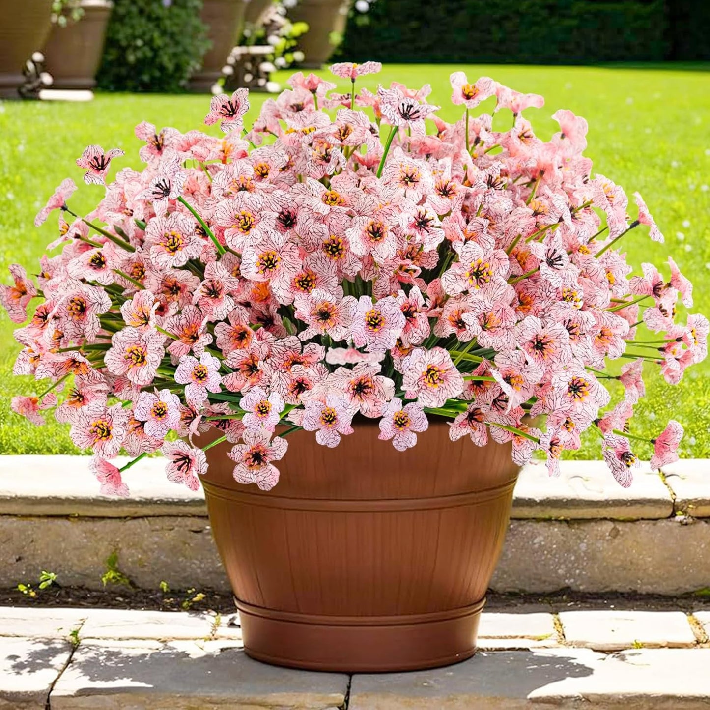Krissing 48 Bundles Outdoor Artificial Flowers for Summer Decor