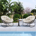 Oversized Papasan Rocking Chair Set of 2 with Soft Cushion - Comfy