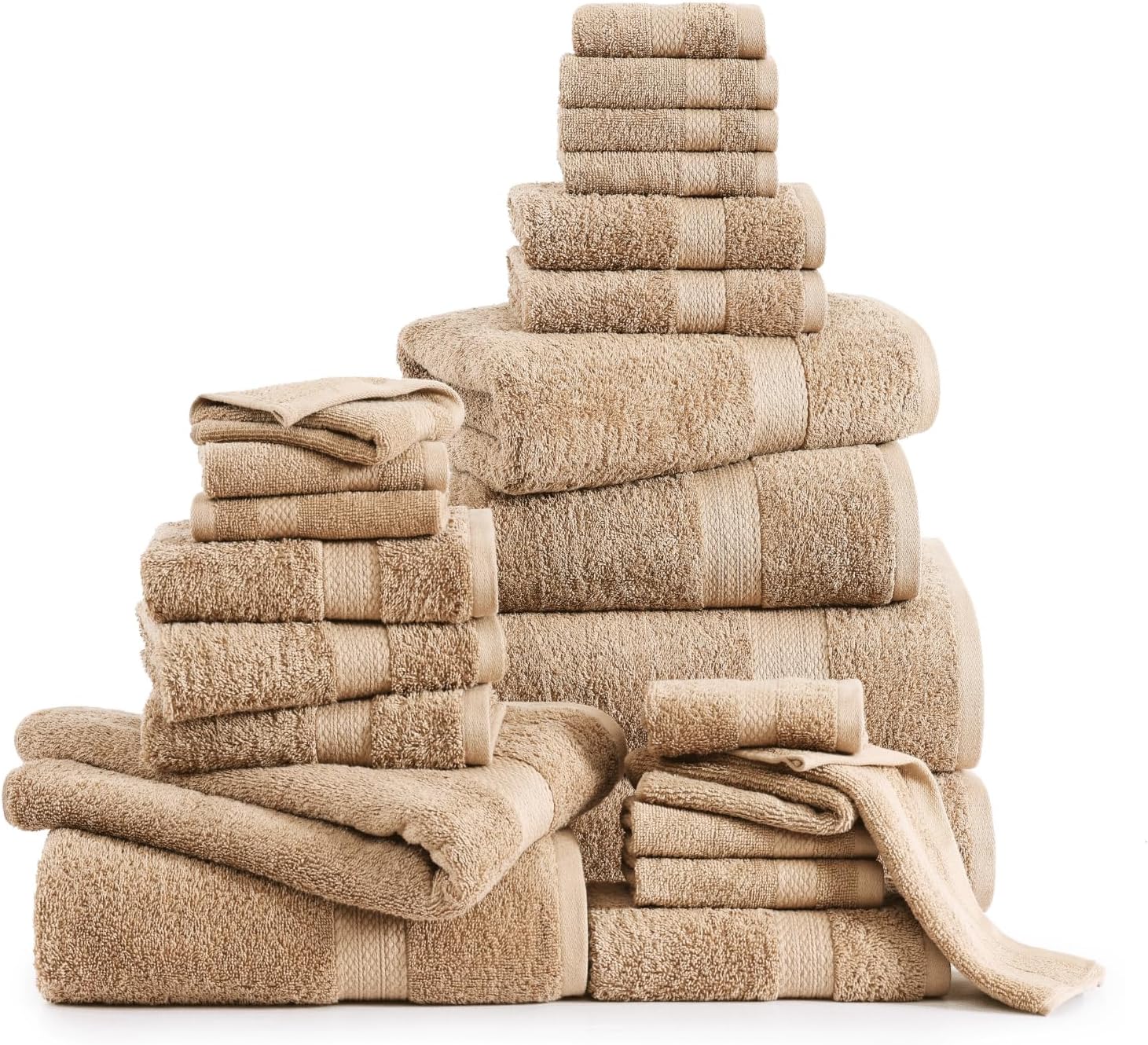 100% Cotton Bathroom Towels Set - 24 Pcs - Soft & Absorbent