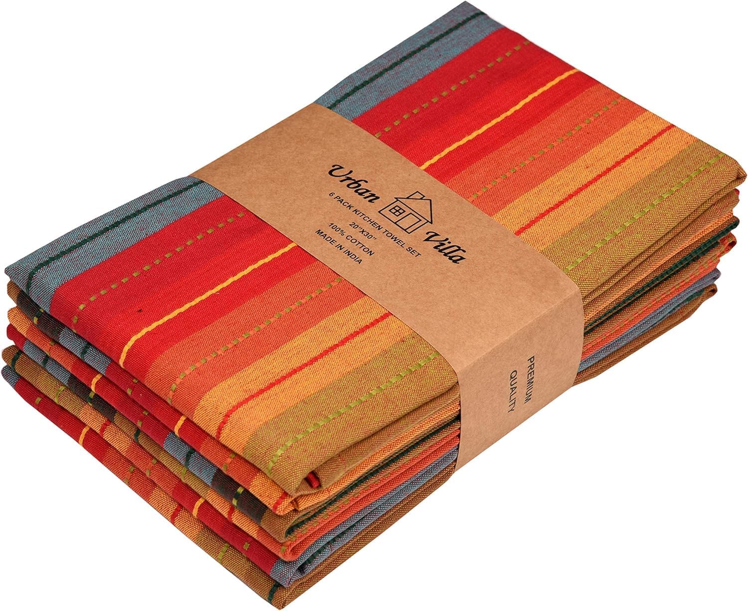 Urban Villa Kitchen Towels Set of 6 Premium Quality Cotton