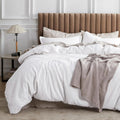Cal King Cotton Waffle Duvet Cover Set Bright White - 3 Piece