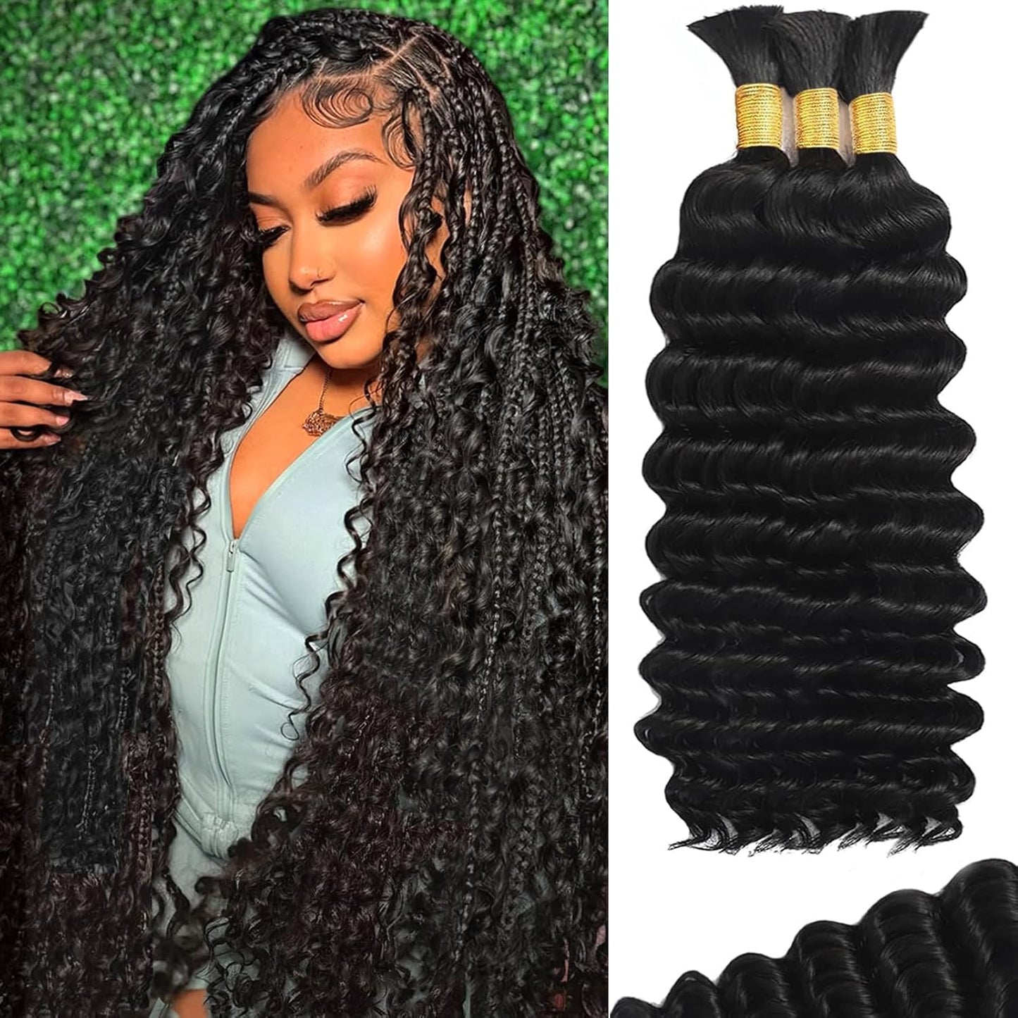Human Braiding Hair for Boho Braids - 14 Inch Natural Color