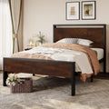 SHA CERLIN 14 Inch Twin Metal Platform Bed Frame with Wooden Headboard