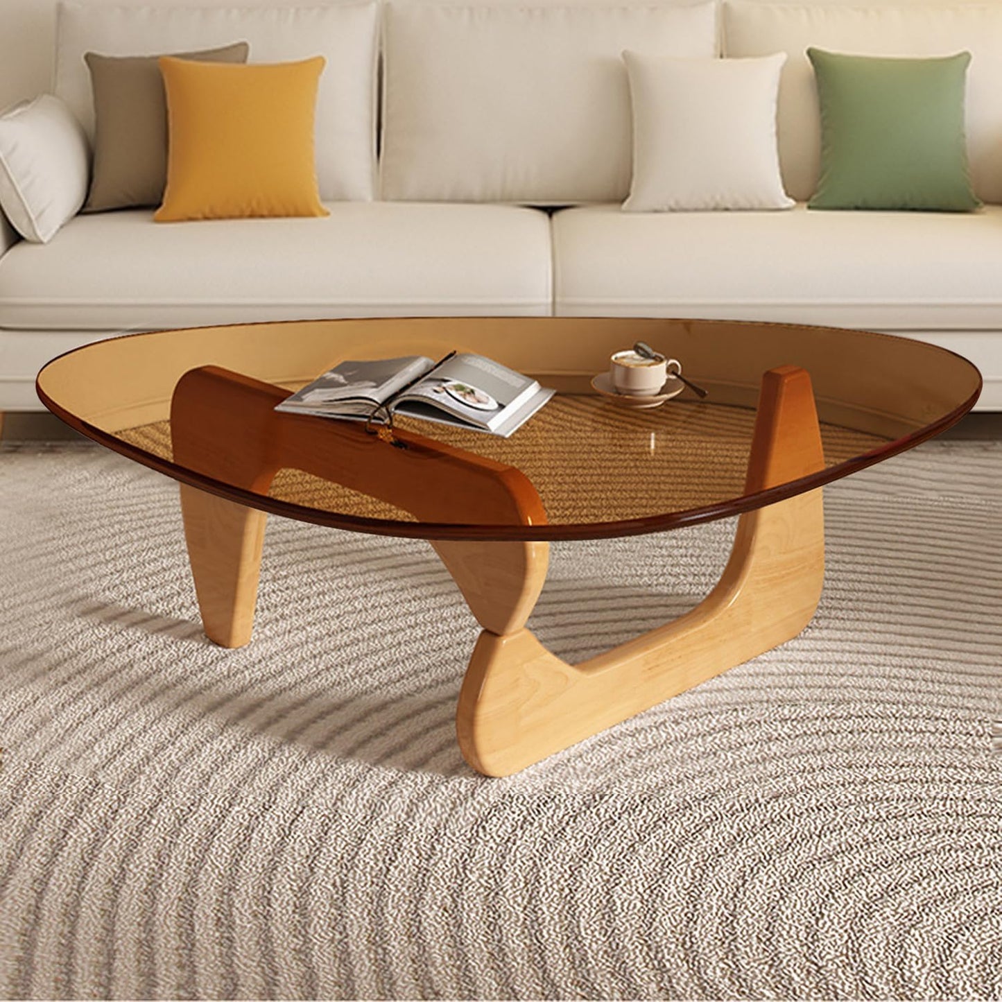 Mid Century Modern Glass Coffee Table for Living Room Style