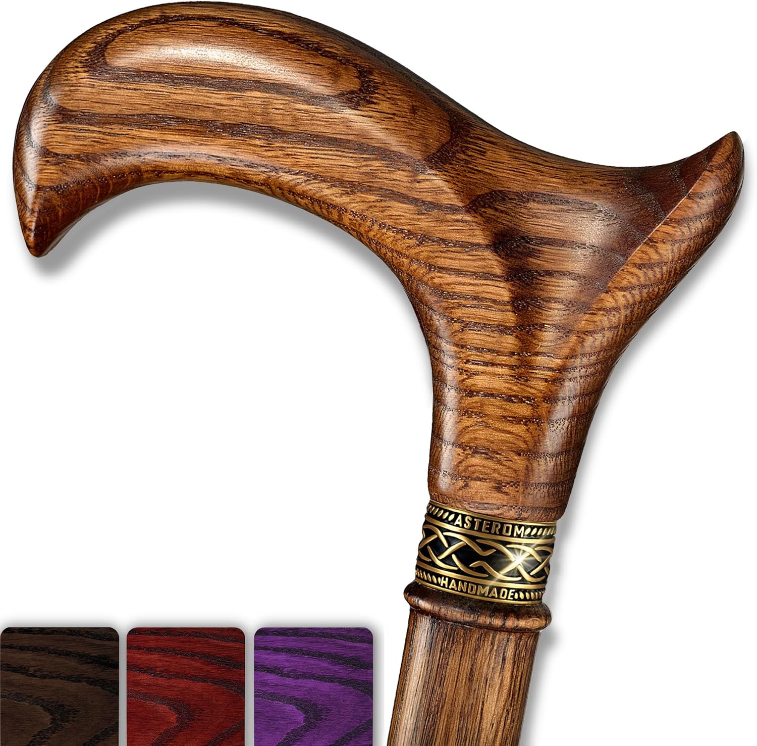 Asterom Walking Cane - Handmade Ergonomic Wooden Canes for Seniors