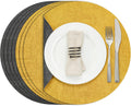 Round Faux Leather Placemats Dual Sided Set of 8 - Reversible