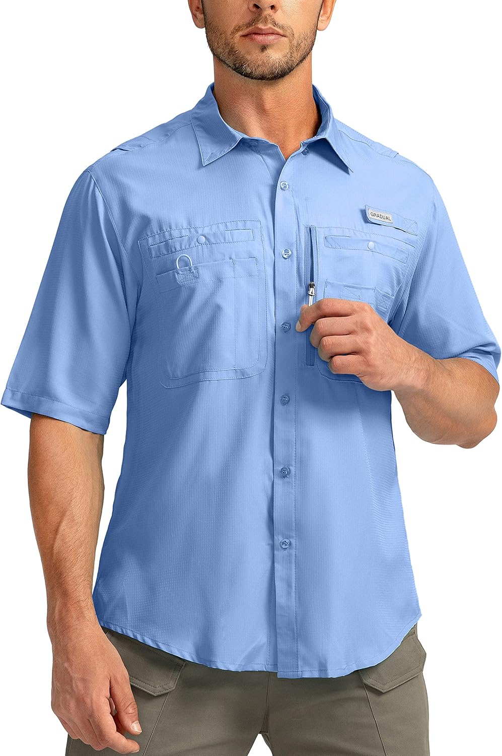 Men's Fishing Shirts with Zipper Pockets for Outdoor Activities
