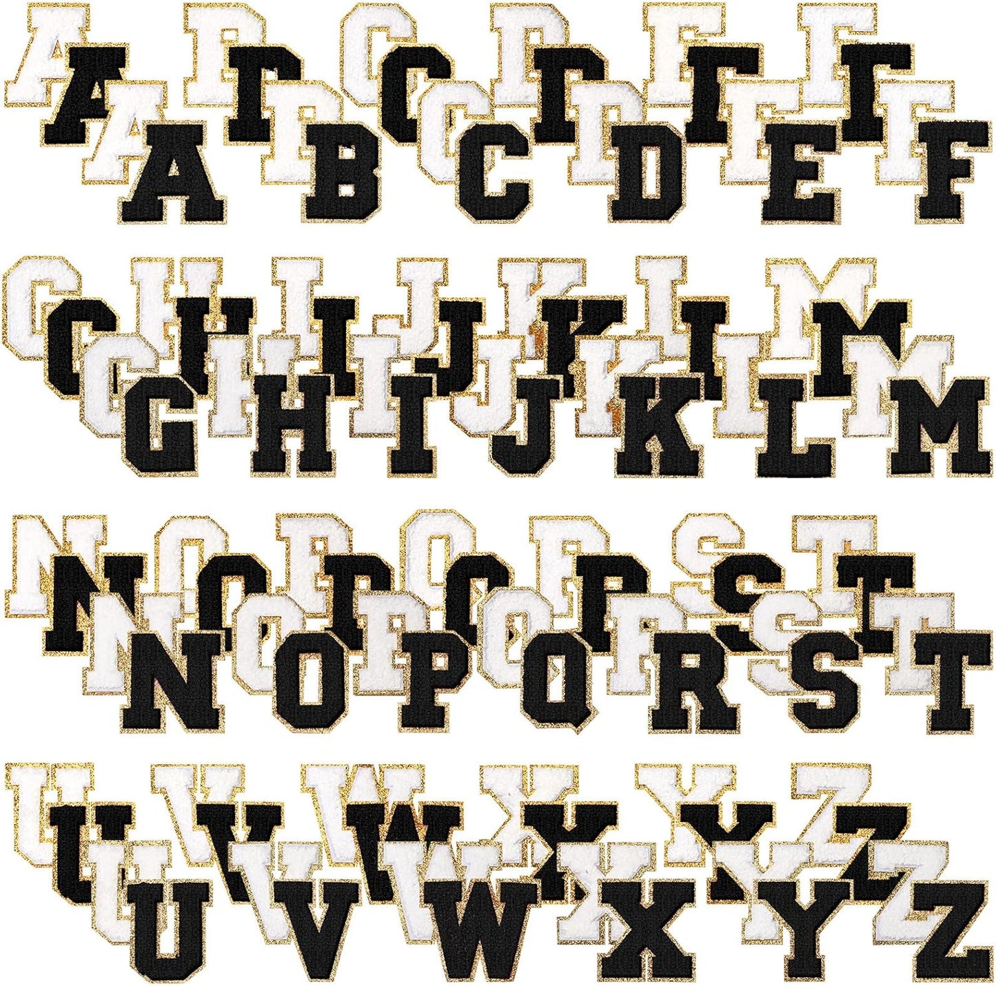 104 Pcs Letter Patch Iron on Chenille A-Z for Bags and Shirts