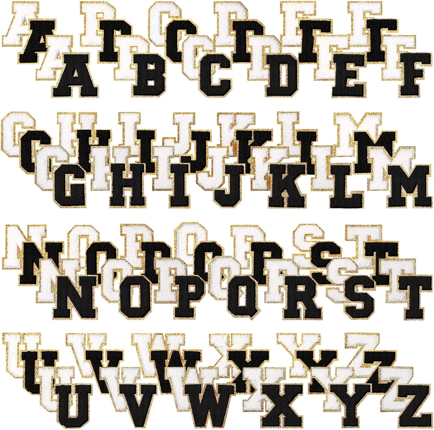 104 Pcs Letter Patch Iron on Chenille A-Z for Bags and Shirts